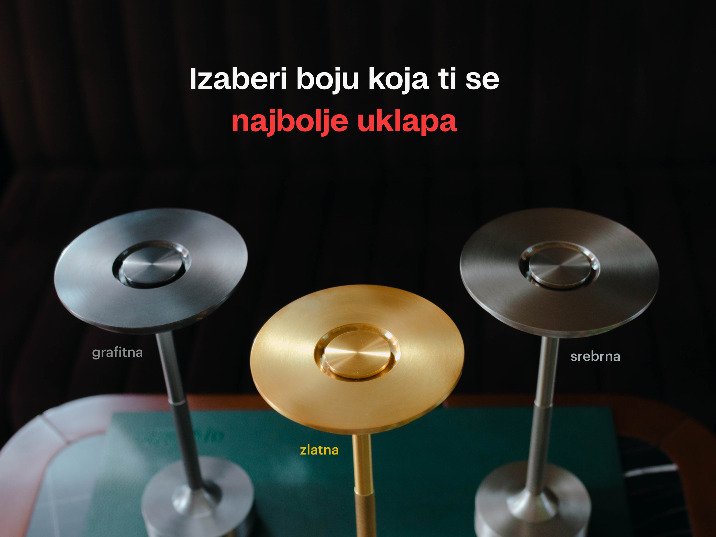 Minimalist lampa dolazi u 3 boje - zlatna, srebrna i grafitna