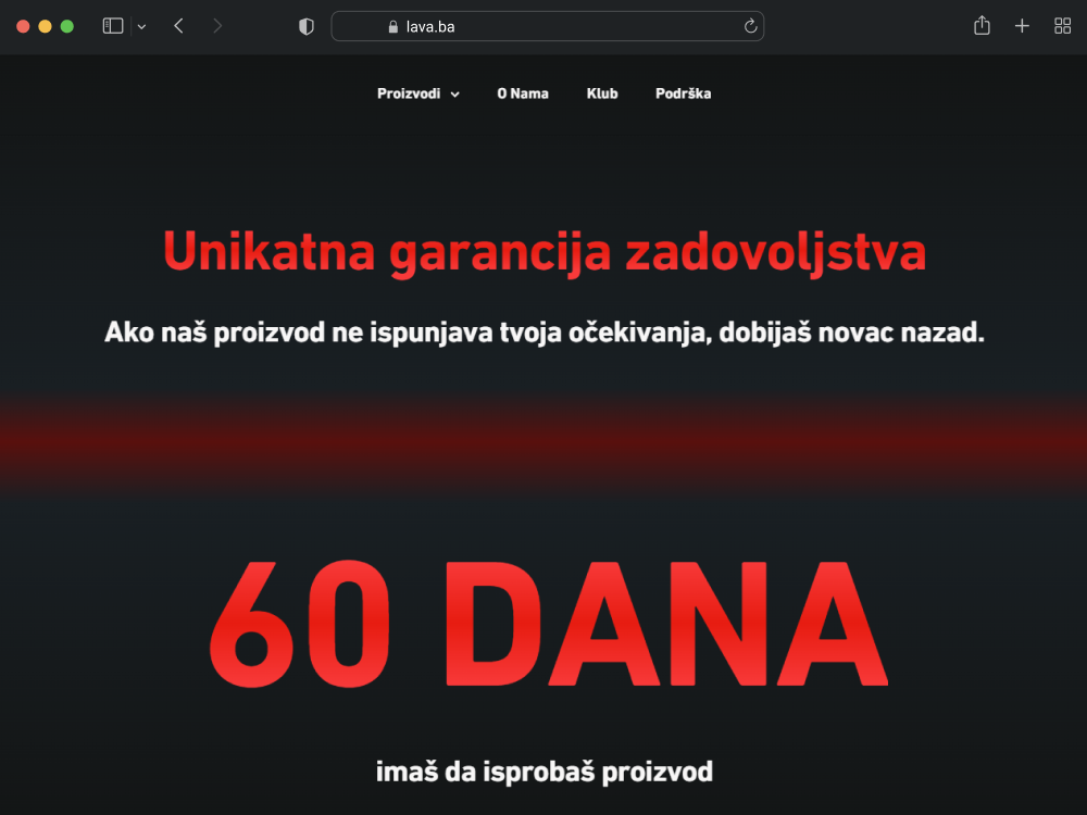 LAVA Garancija zadovoljstva na sajtu